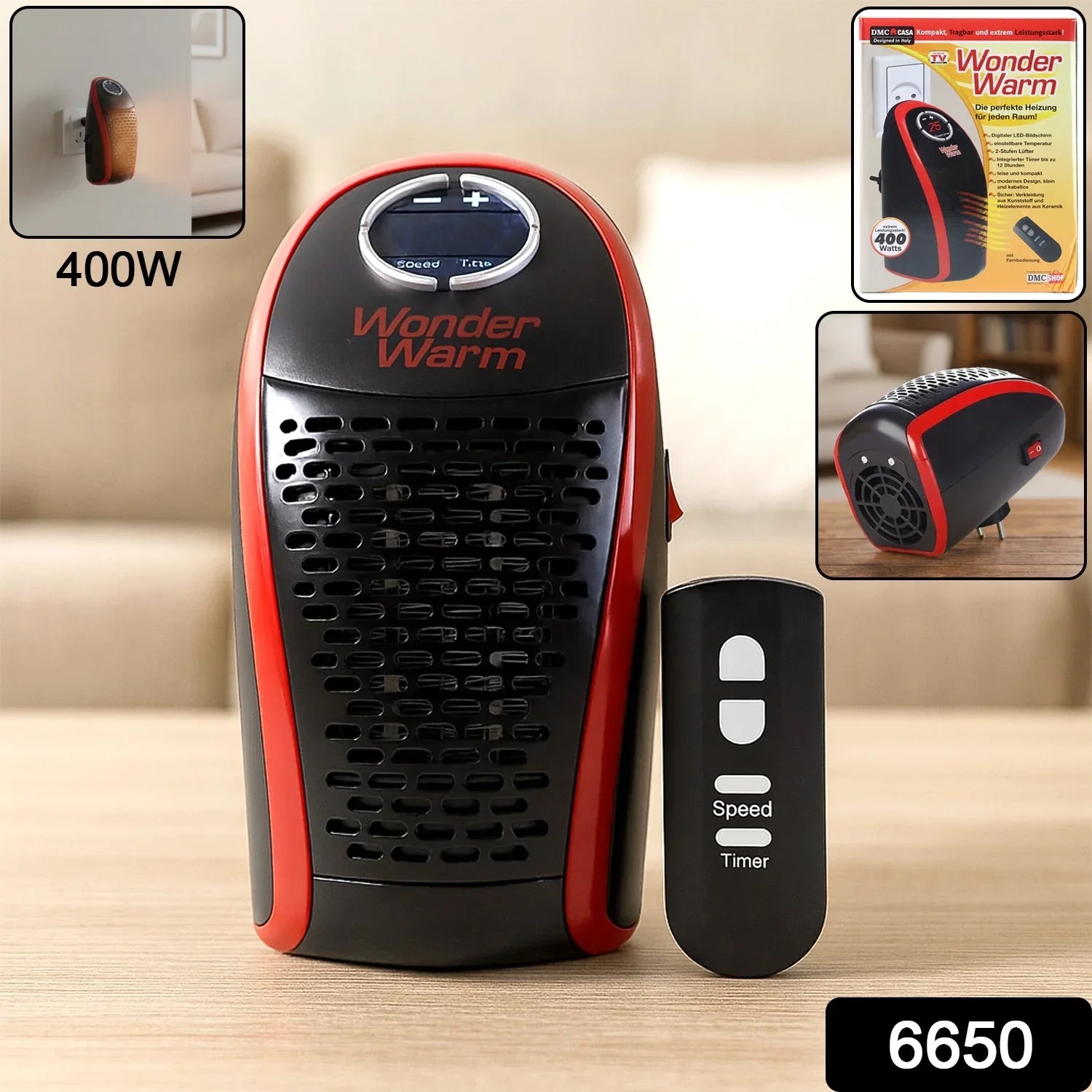 Wonder Warm 400w Wall Plug Room Heater With Remote Control (1 Pc) - Zidbik