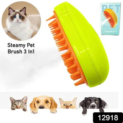 12918 3 In1 Cat Steamy Brush Self Cleaning Steam Cat Brush Cat Steamer Brush For Massage Cat Grooming Brush Pet Hair Removal Comb For Cat And Dog For Removing Tangled And Loose Hair - Zidbik