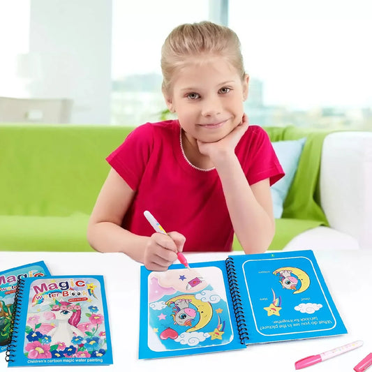 8091 Magic Water Quick Dry Book Water Coloring Book Doodle With Magic Pen Painting Board - Zidbik