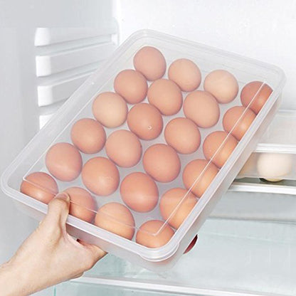 Plastic Egg Storage Container Holder For Refrigerator Egg Tray Holds 24 Eggs (1 Pc) - Zidbik
