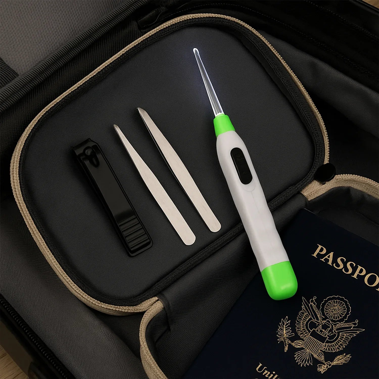 5-in-1 Led Flashlight Earpick With Interchangeable Transparent Ear Wax Removal Heads - Zidbik