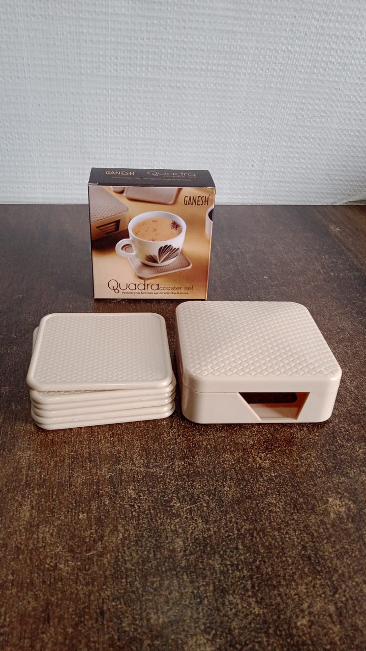 Ganesh Premium Square Coasters With Storage Box (6 Pc  Set) - Zidbik