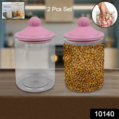Transparent Kitchen Plastic Container Jar Set (2 Pcs Set  1100 Ml Approx) - Zidbik