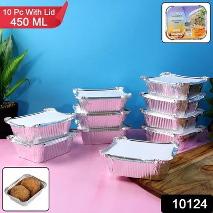 Freshee Aluminium Food Container With Lid 450 Ml 10 Pc - Zidbik