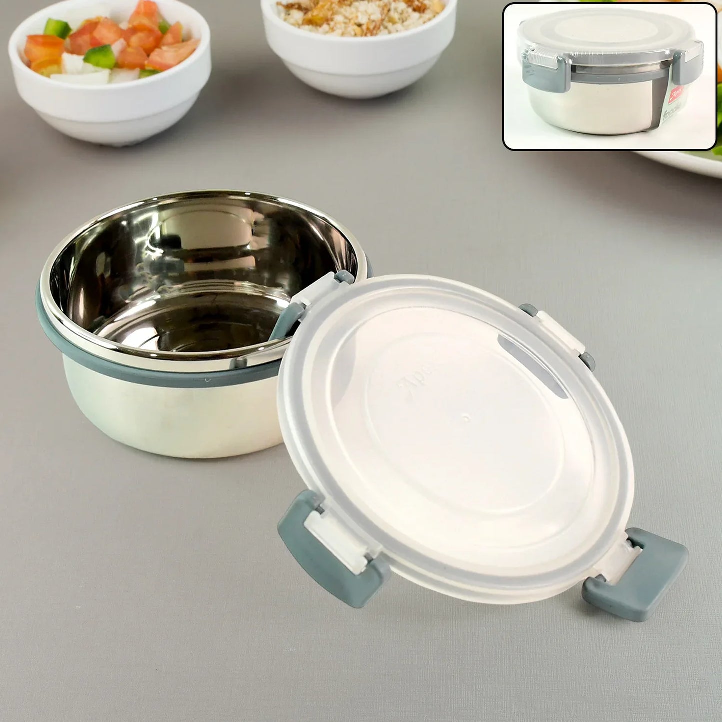 Apex Round Airtight Food Storage Container Approx 500 Ml (1 Pc) - Zidbik
