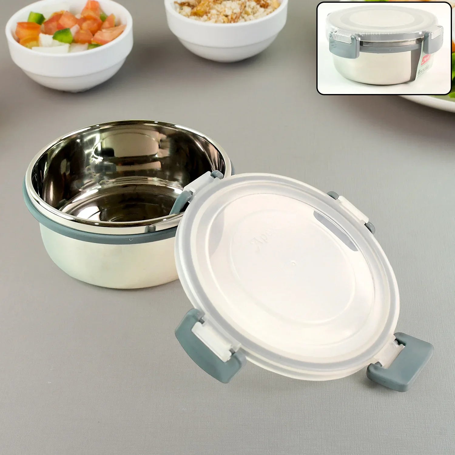 Apex Round Airtight Food Storage Container Approx 500 Ml (1 Pc) - Zidbik