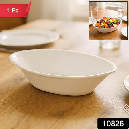 Plastic Marin Serving Bowl Elegant Oval Deep Bowl (1 Pc White) - Zidbik