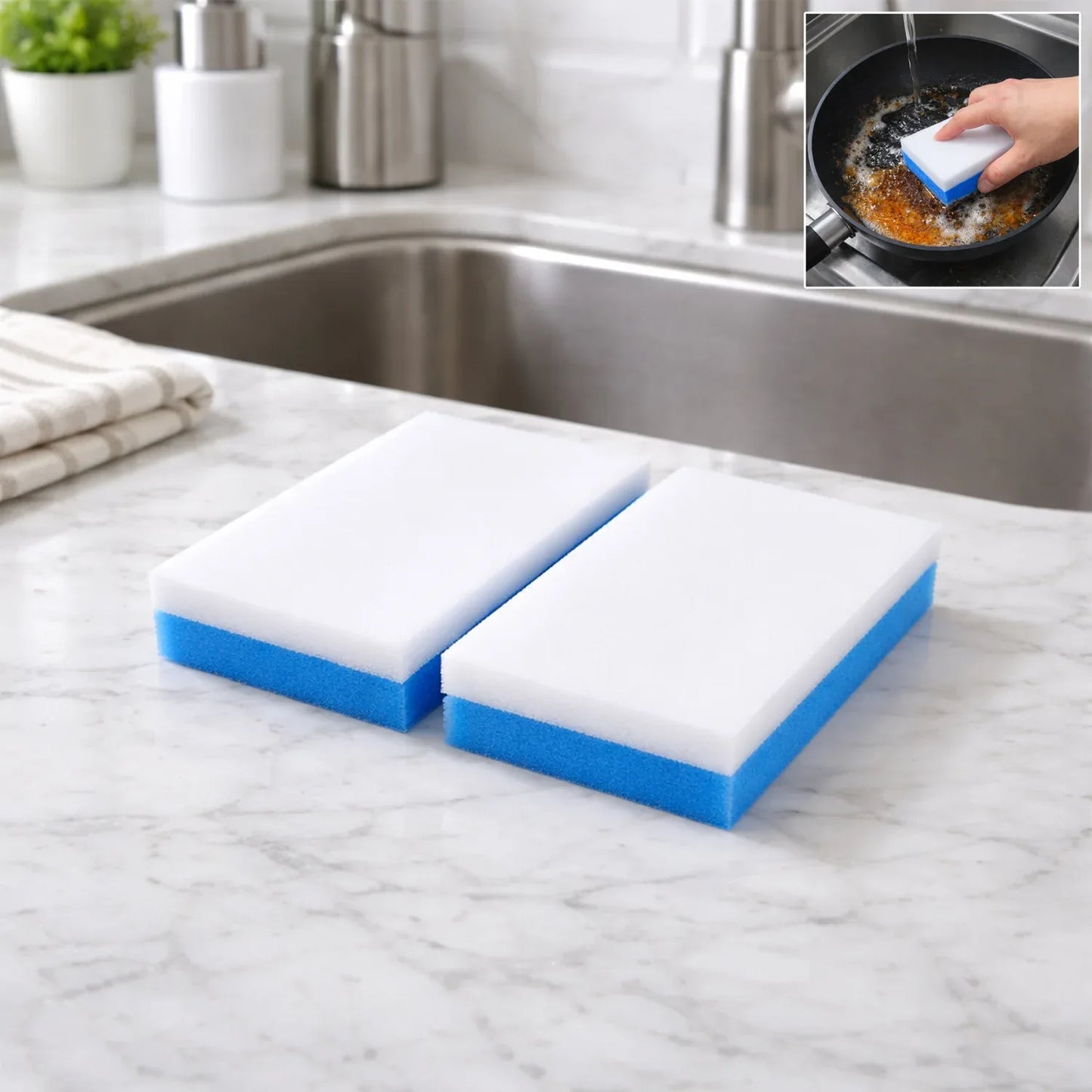 Dual Layer Cleaning Sponge Eraser Pads (2 Pc) - Zidbik