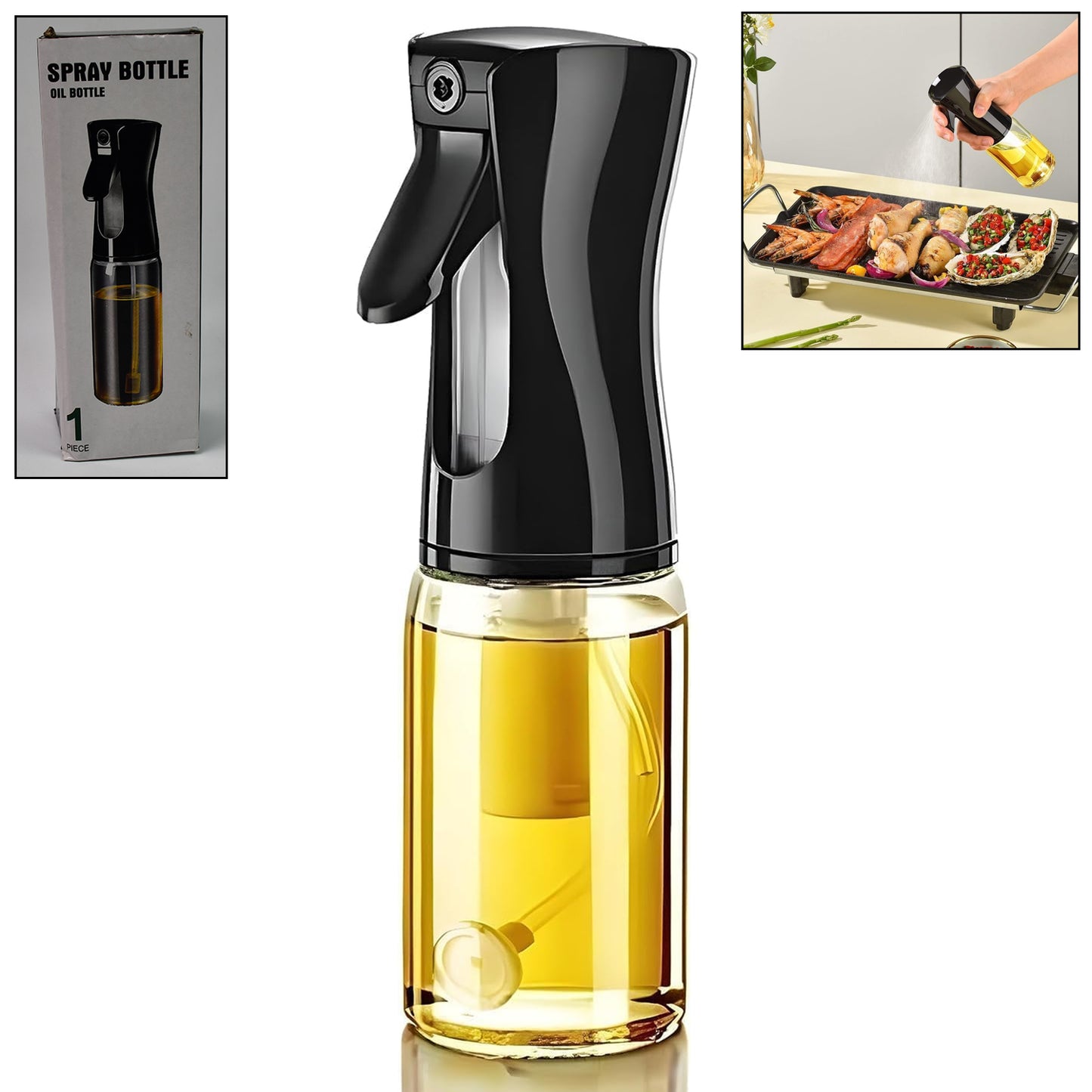 Glass Oil Dispenser Bottle Spray (1 Pc  200 Ml Approx) - Zidbik