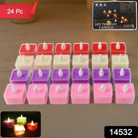 Set Of 24 Multi-color Led Tealight Candles - Zidbik