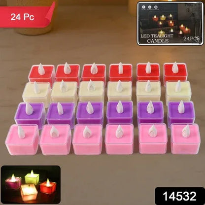 Set Of 24 Multi-color Led Tealight Candles - Zidbik