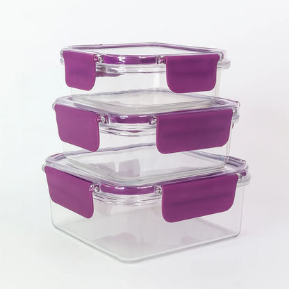 Airtight Square Food Storage Container Set (3 Pc) - Zidbik