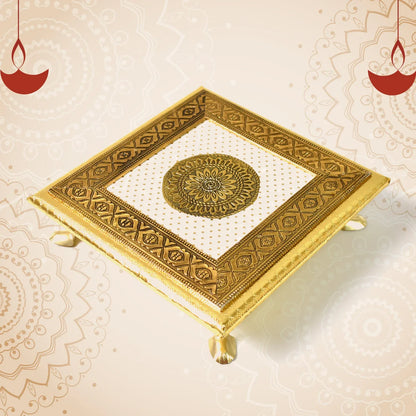 Golden - Square Pooja Chowki Patla Bajot (2020 Cm 1 Pc) - Zidbik