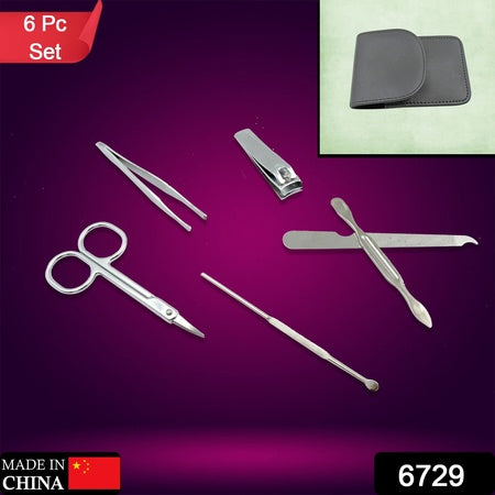 6729 Nail Scissors Professional Nail Clippers Kit Manicure Set 6 Pieces Top Grade Stainless Steel Grooming Kit For Travel Or Home Manicure Set (6 Pc Set) - Zidbik