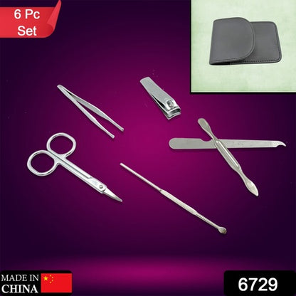 6729 Nail Scissors Professional Nail Clippers Kit Manicure Set 6 Pieces Top Grade Stainless Steel Grooming Kit For Travel Or Home Manicure Set (6 Pc Set) - Zidbik