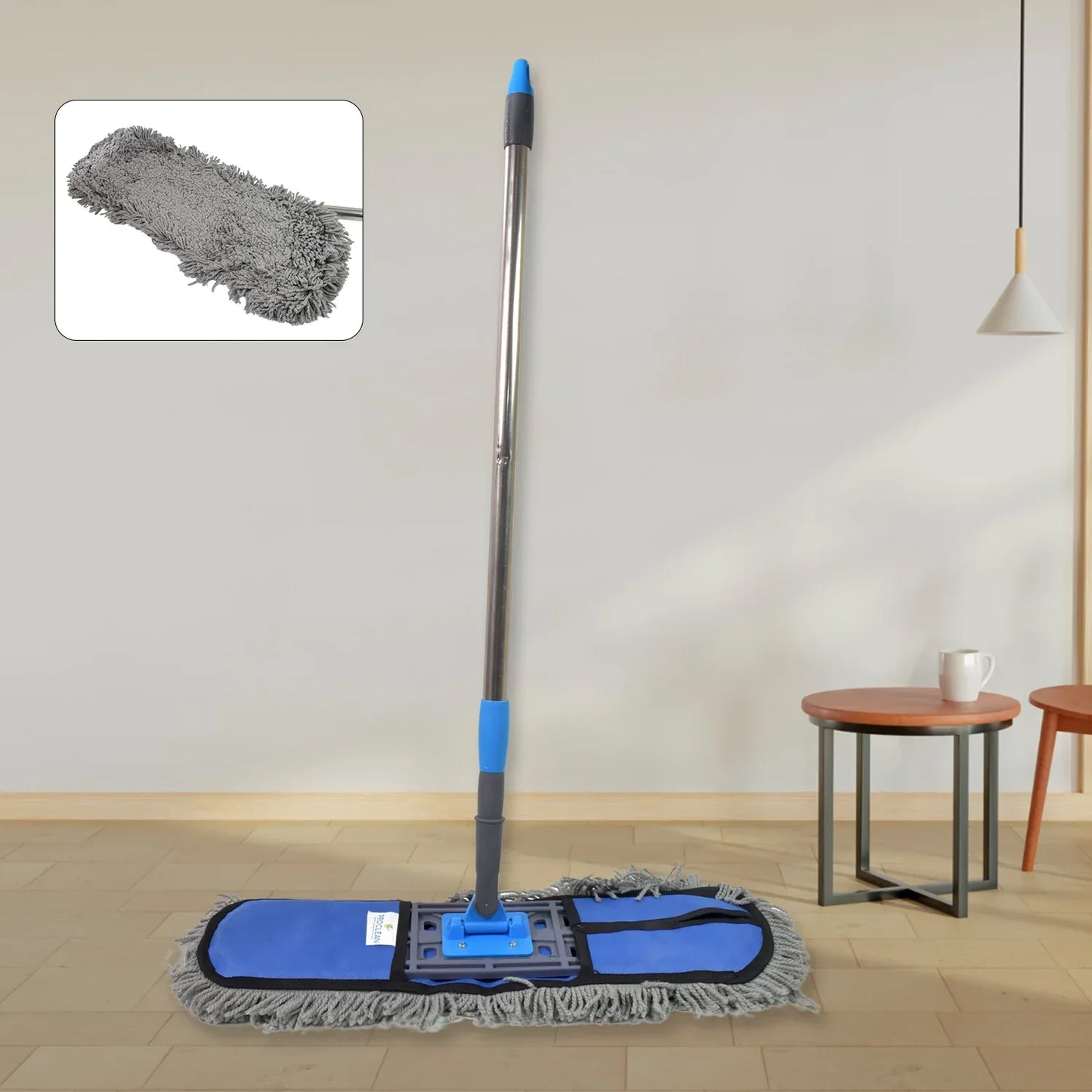Wet And Dry Cotton Pad Floor Mop With Long Aluminium Handle (1 Pc Large) - Zidbik