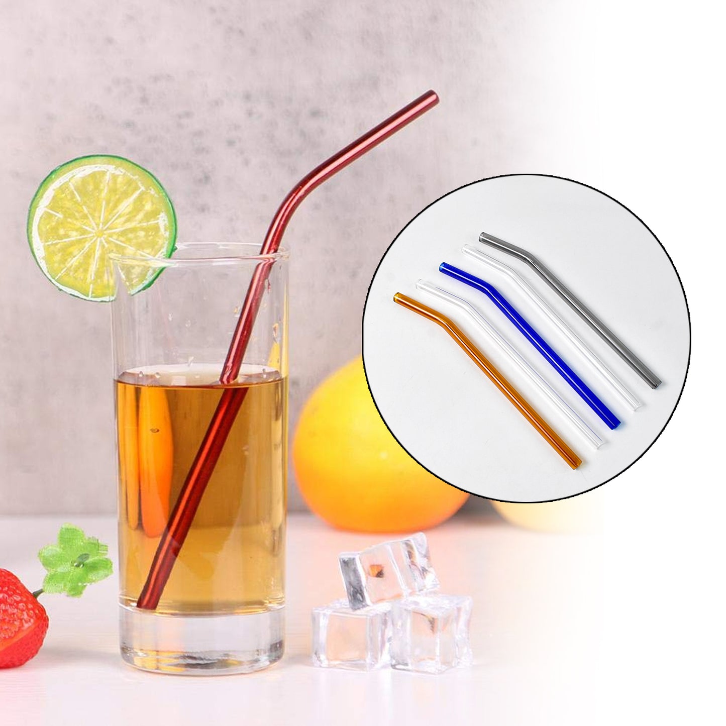 Reusable Glass Straws Clear Glass Drinking Straw (5 Pcs Set) - Zidbik