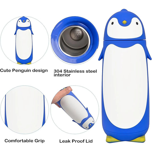 Penguin Water Bottle Penguin Cartoon Water Bottle Funny Travel Mug Insulated Inner Glass Vacuum Water Bottle - Zidbik