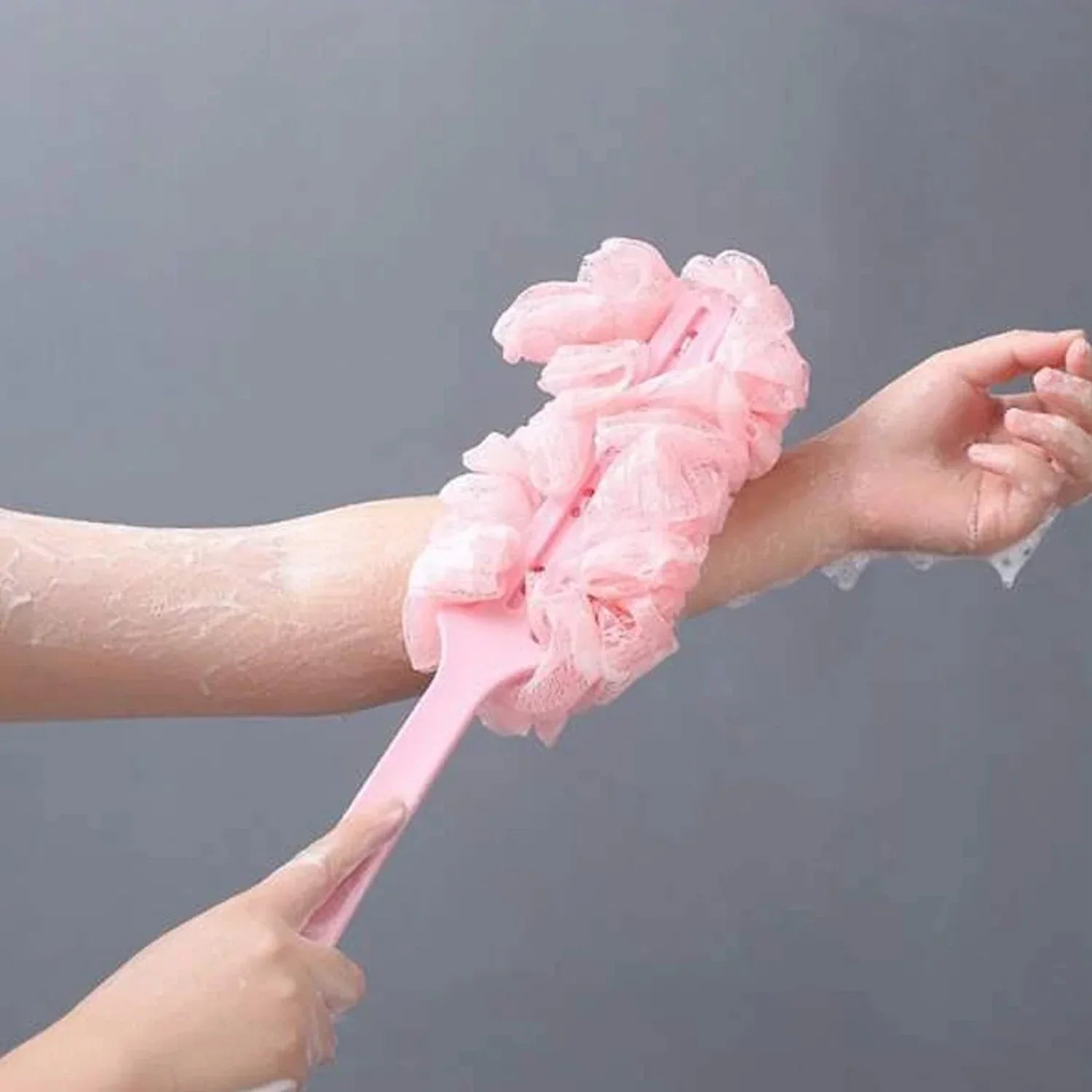 6702 Loofah Back Scrubber For Shower Long Handle Bath Sponge Shower Brush Soft Nylon Mesh Back Cleaner Washer Body Bath Brush For Women And Men Bathroom Shower Accessories - Zidbik