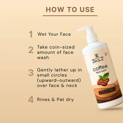Zequz Coffee Face Wash - (1 Pc 250 Ml) - Zidbik