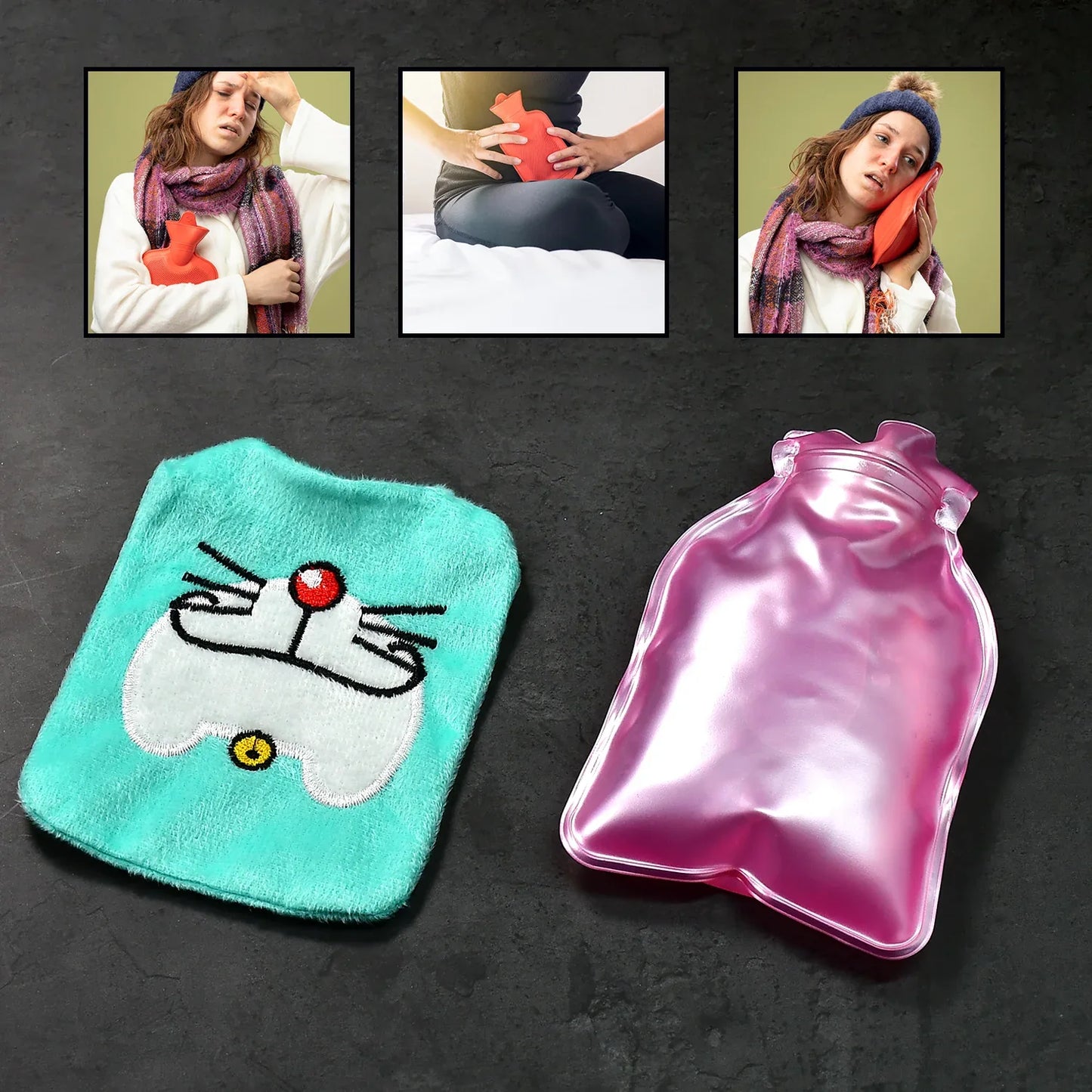 6529 Doremon Cartoon Small Hot Water Bag With Cover For Pain Relief Neck Shoulder Pain And Hand Feet Warmer Menstrual Cramps. - Zidbik