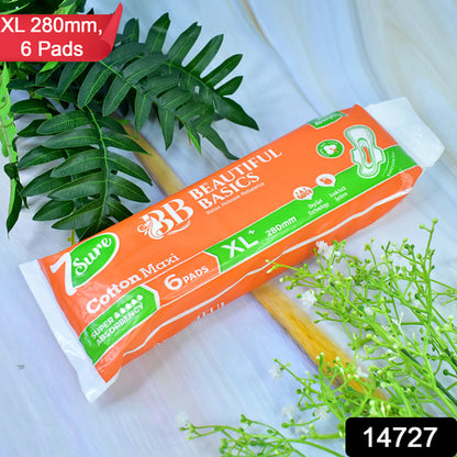 Beautiful Basics Orange Cotton Maxi Sanitary Pads Xl+ 280mm Pack Of 6 Pads - Zidbik