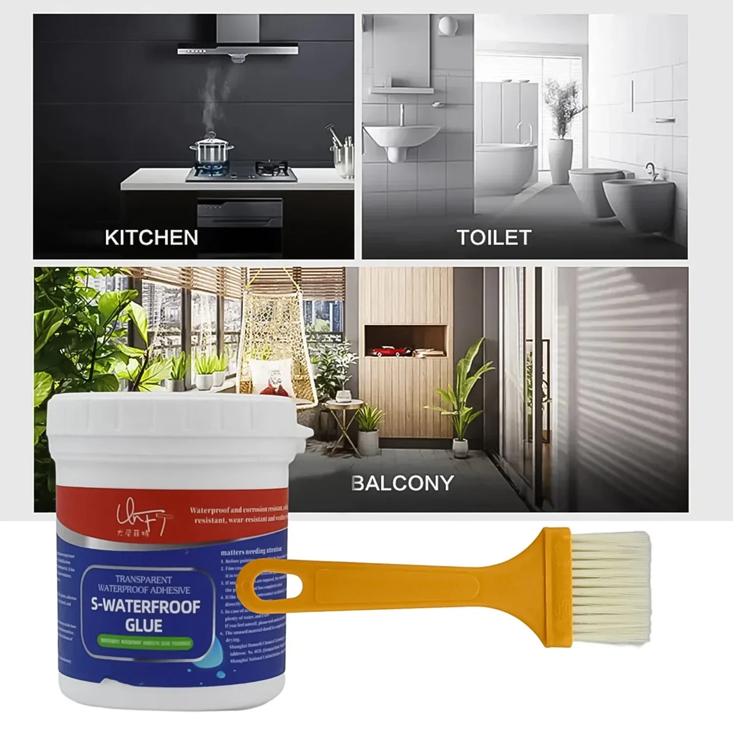 7935 Transparent Waterproof Glue 250g With Brush Leakage Protection Outdoor Bathroom Wall Tile Window Roof Anti-leakage Agent Sealant Glue Roof Sealant Waterproof Gel - Zidbik