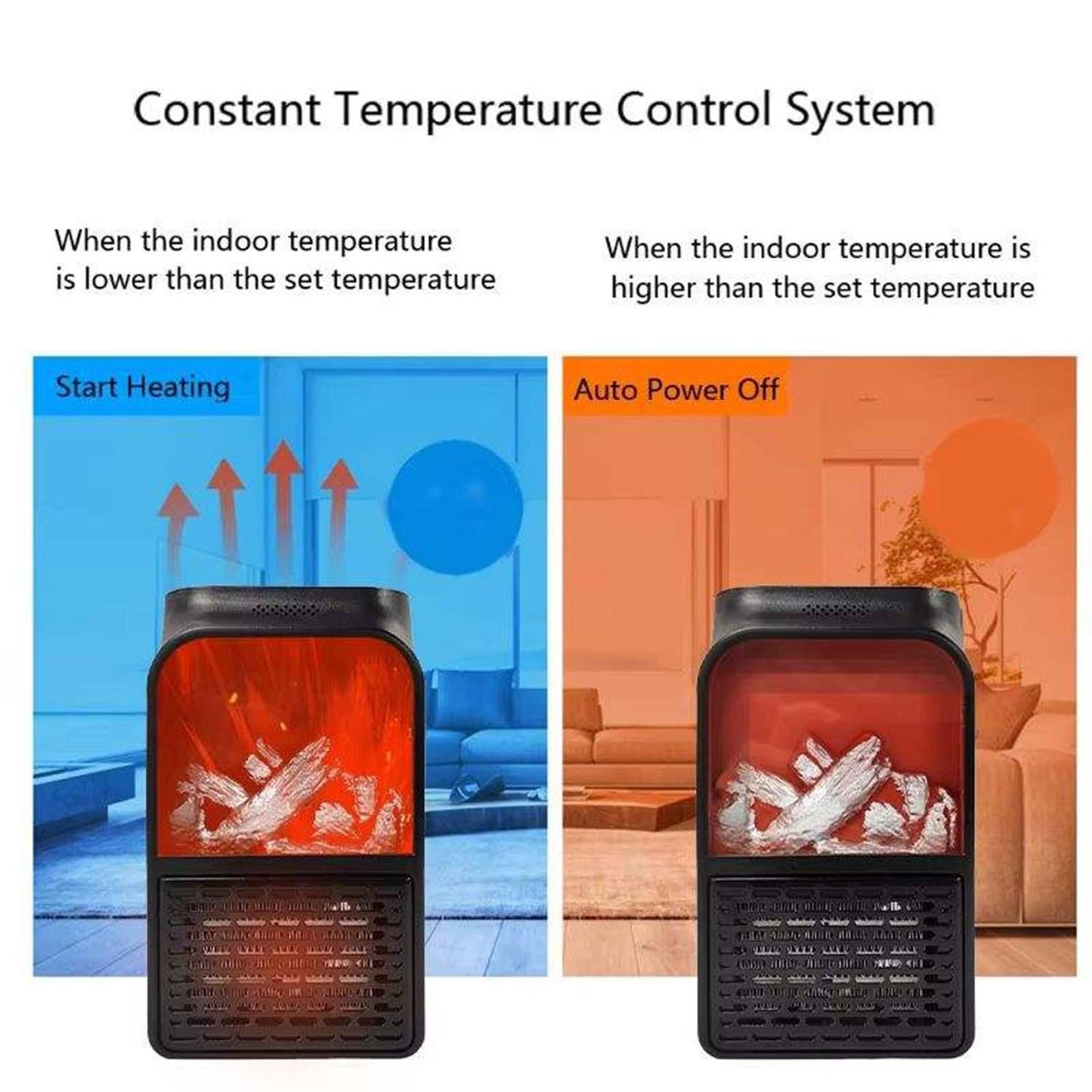 Portable Electric Fireplace Lamp Led Flame Heater (900w 1 Pc) - Zidbik