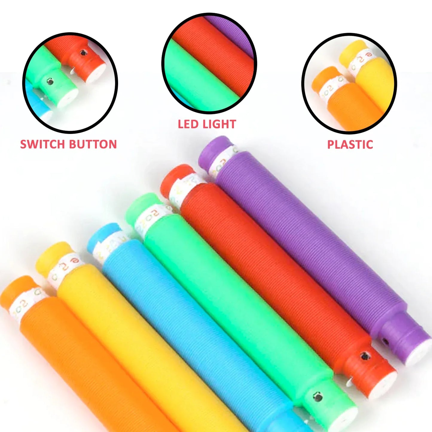 8055 Mini Pop Tubes Colourful Tubes Sensory Toys Stretch Pipe Toy Fidget Tube Toys Pull Tubes Fidget Toys Sensory Stretch Tubes Fun Tubes For Autism Children Kids Adult Reduce Anxiety (Pack Of 12) - Zidbik