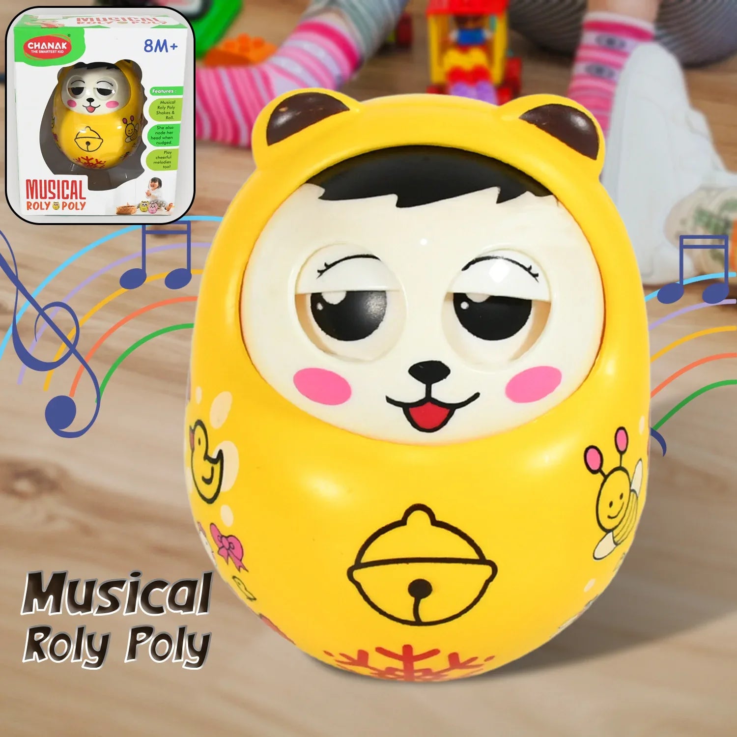 1935 Musical Roly Poly Toys For Baby Push And Shake Wobbling Toy With Music Tumbler Doll Toy For Babies Sound Balancing Doll Toys For Baby Boys Girls 8+ Months Multicolor (1 Pc) - Zidbik