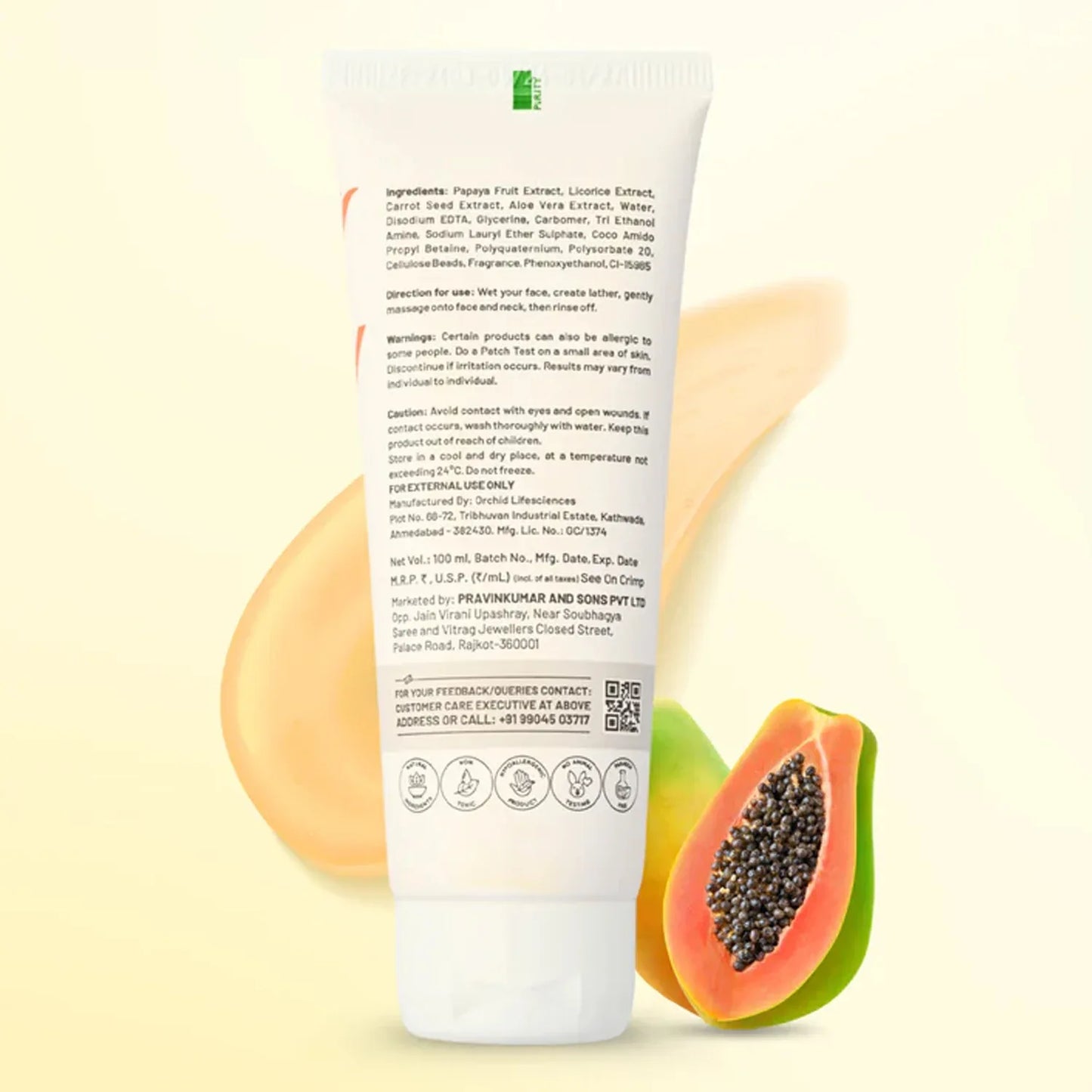 Zequz Papaya Face Wash - (100ml 1 Pc) - Zidbik