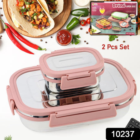 Premium Stainless Steel Leak Proof Air Tight Lunch Boxes (900ml+200ml Approx  2 Pc Set) - Zidbik