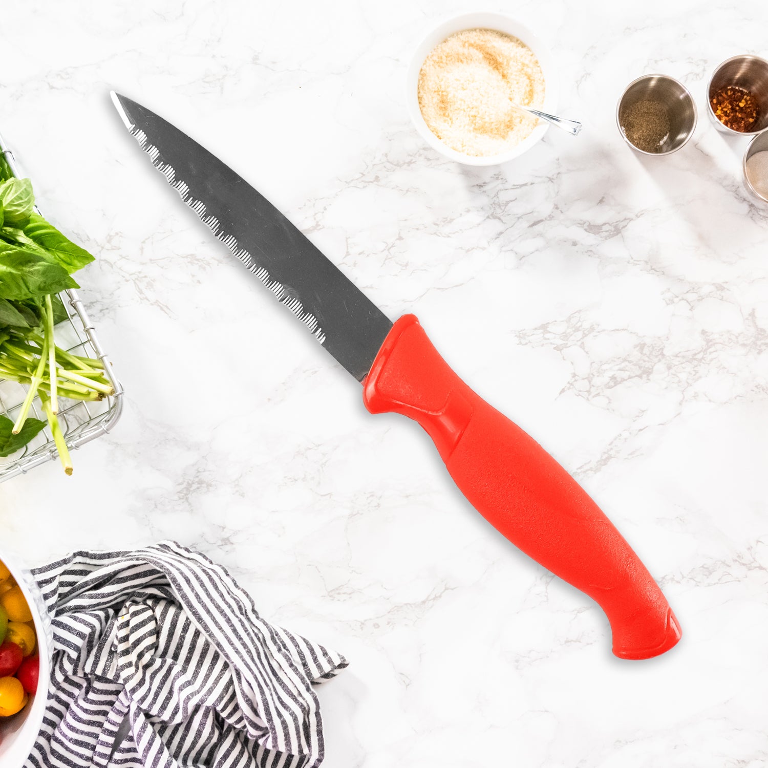 Stainless Steel Serrated Kitchen Knife (1 Pc) - Zidbik