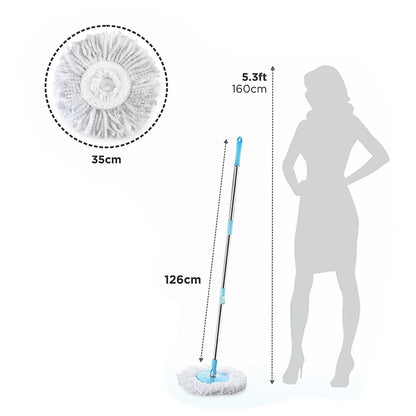 8703 Spin Mop With Bigger Wheels And Plastic Auto Fold Handle For 360 Degree Cleaning - Zidbik