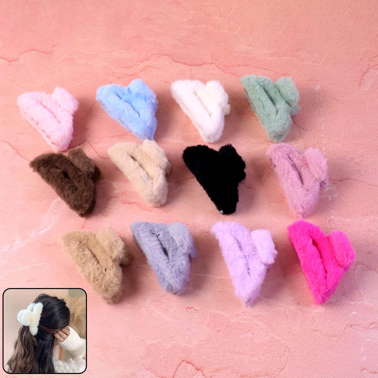 Big-size Soft Faux Fur Hair Claw Clips (1 Pc) - Zidbik
