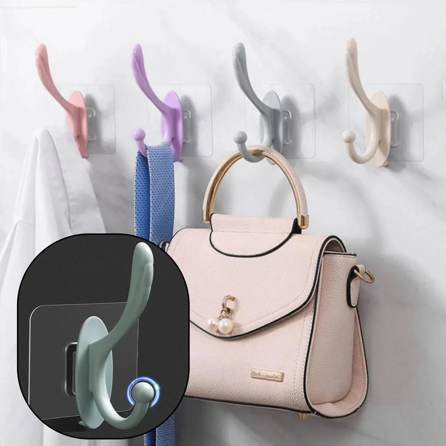 4687 Self Adhesive Plastic Wall Hook For Home - Zidbik