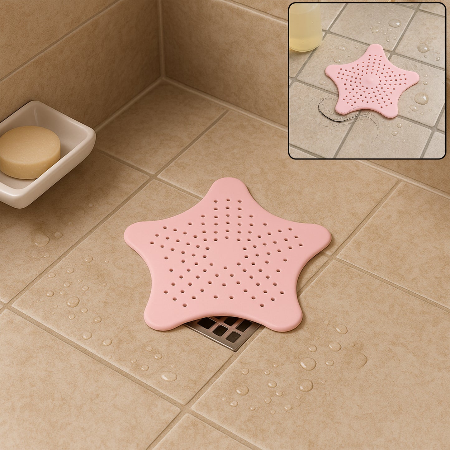 Baby Pink Silicone Star Shaped Sink Filter Bathroom Hair Catcher Drain Strainers For Basin - Zidbik