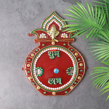 Decorative Kalash Wall Hanging With Shubh Labh (1 Pc) - Zidbik