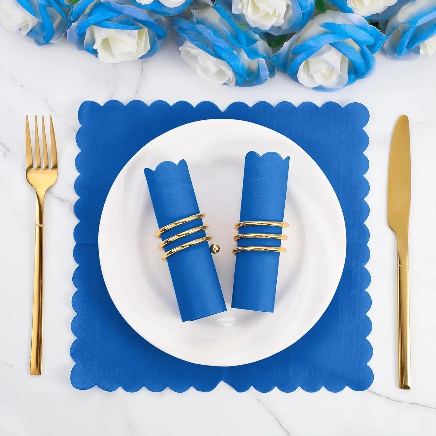 Royal Scalloped Disposable Paper Napkins (23 X 23 Cm Approx 120 Pc) - Zidbik