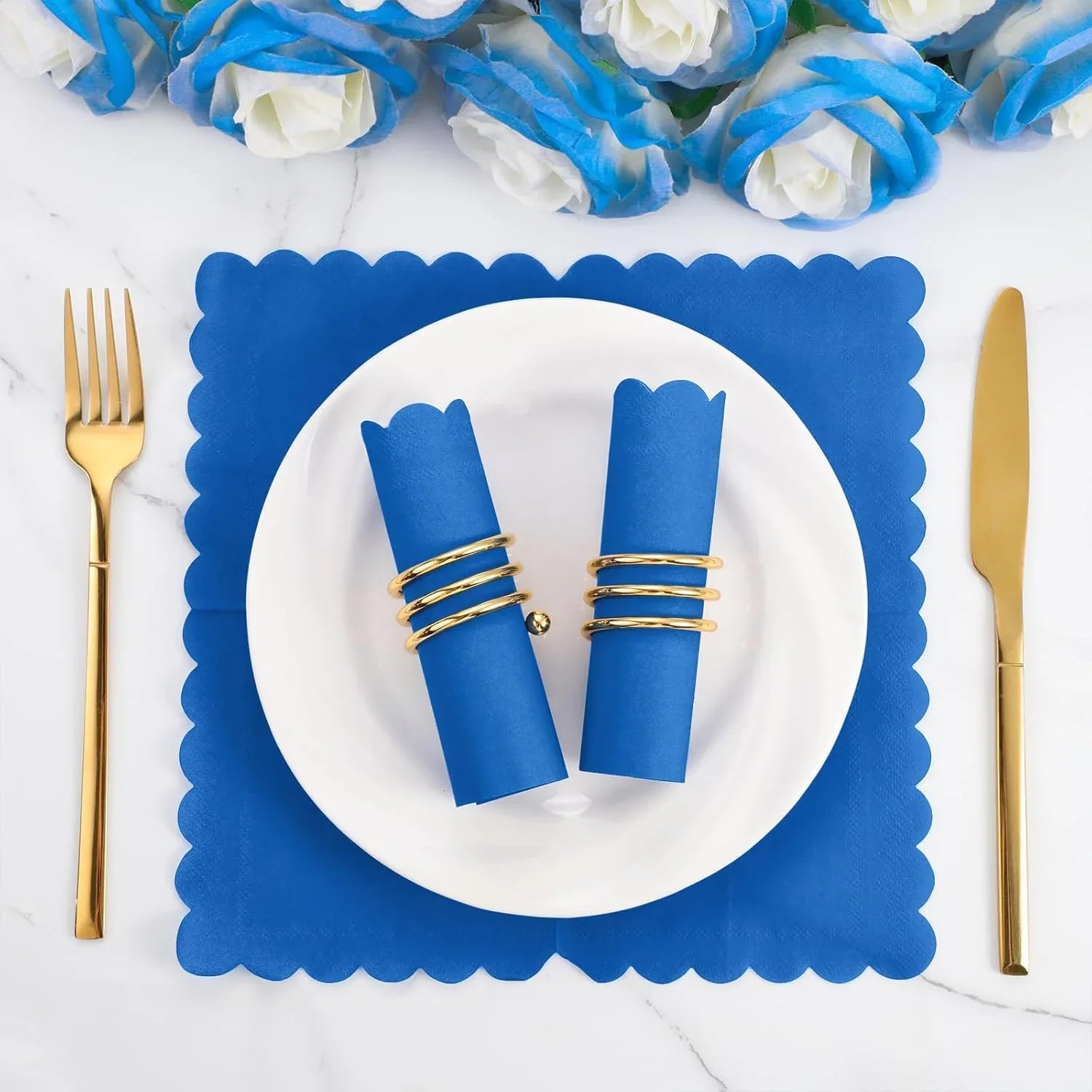 Royal Scalloped Disposable Paper Napkins (23 X 23 Cm Approx 120 Pc) - Zidbik