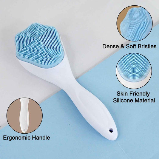 Silicone Face Scrubber Exfoliating Brush Manual Handheld Facial Cleansing Brush (1 Pc) - Zidbik