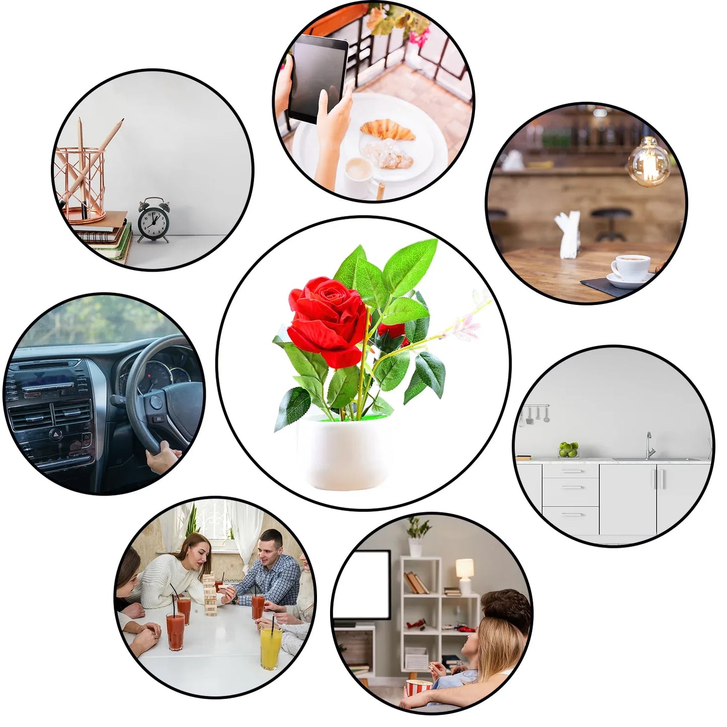 4863 Artificial Rose Flower Plant With Pot For Home Office Or Gift - Zidbik