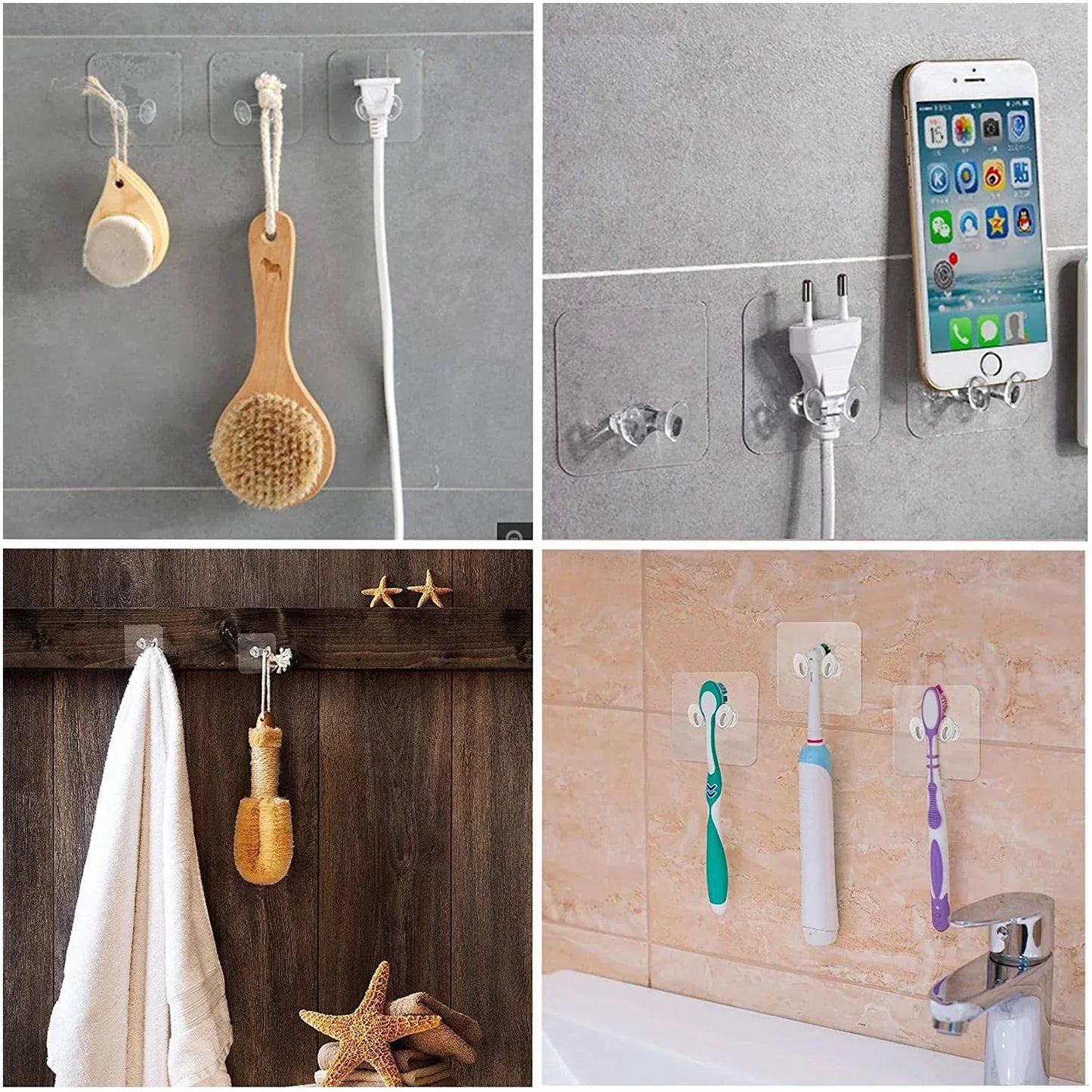 4861 Transparent Multi-function Wall Storage Hooks - Zidbik