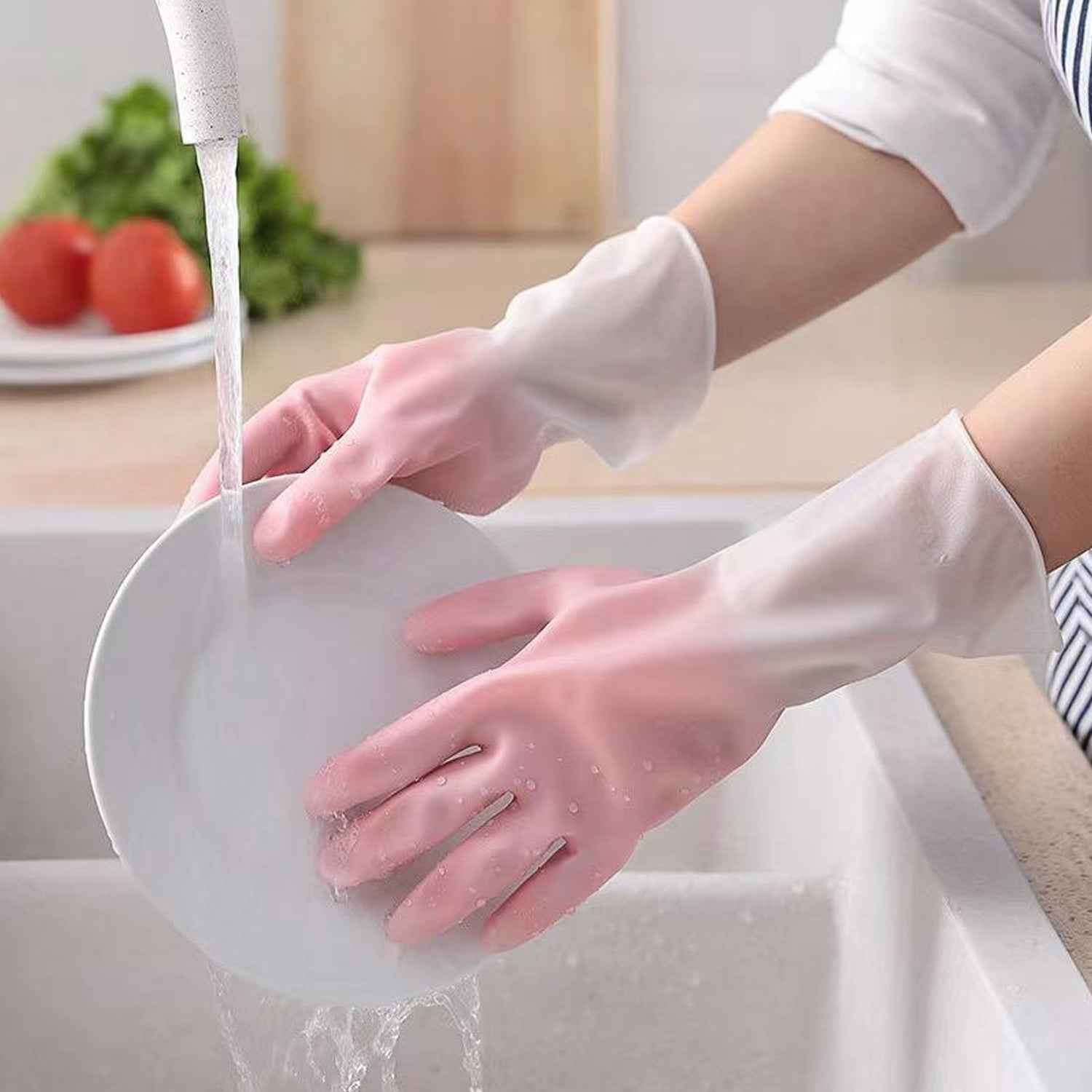 Large Size Reusable Household Cleaning Gloves - (1 Pair) - Zidbik