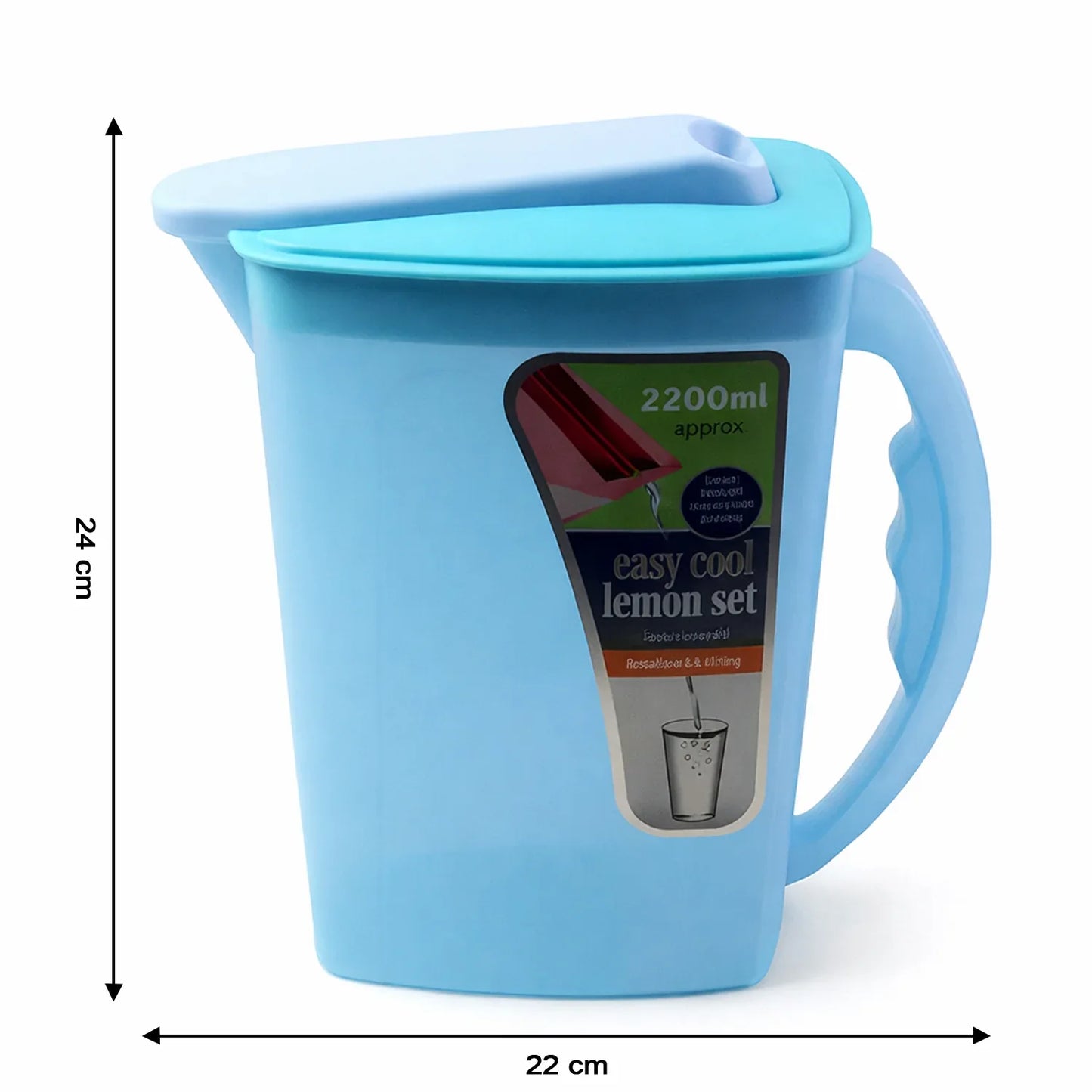 Easy Cool Lemon Set Water Jug With Lid Handle (Approx. 2200 Ml) - Zidbik