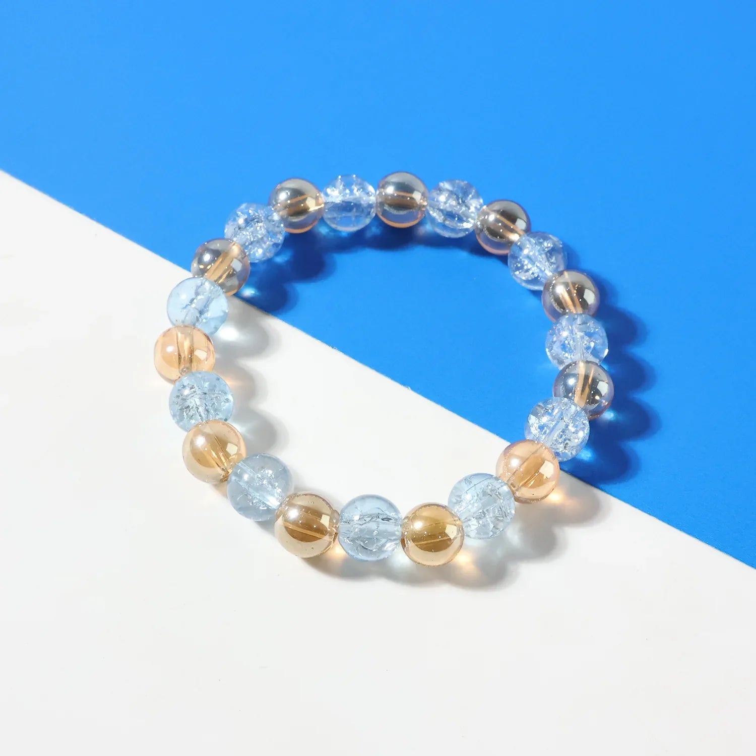 Elegant Dual-tone Crystal Beaded Stretch Bracelet (1 Pc) - Zidbik