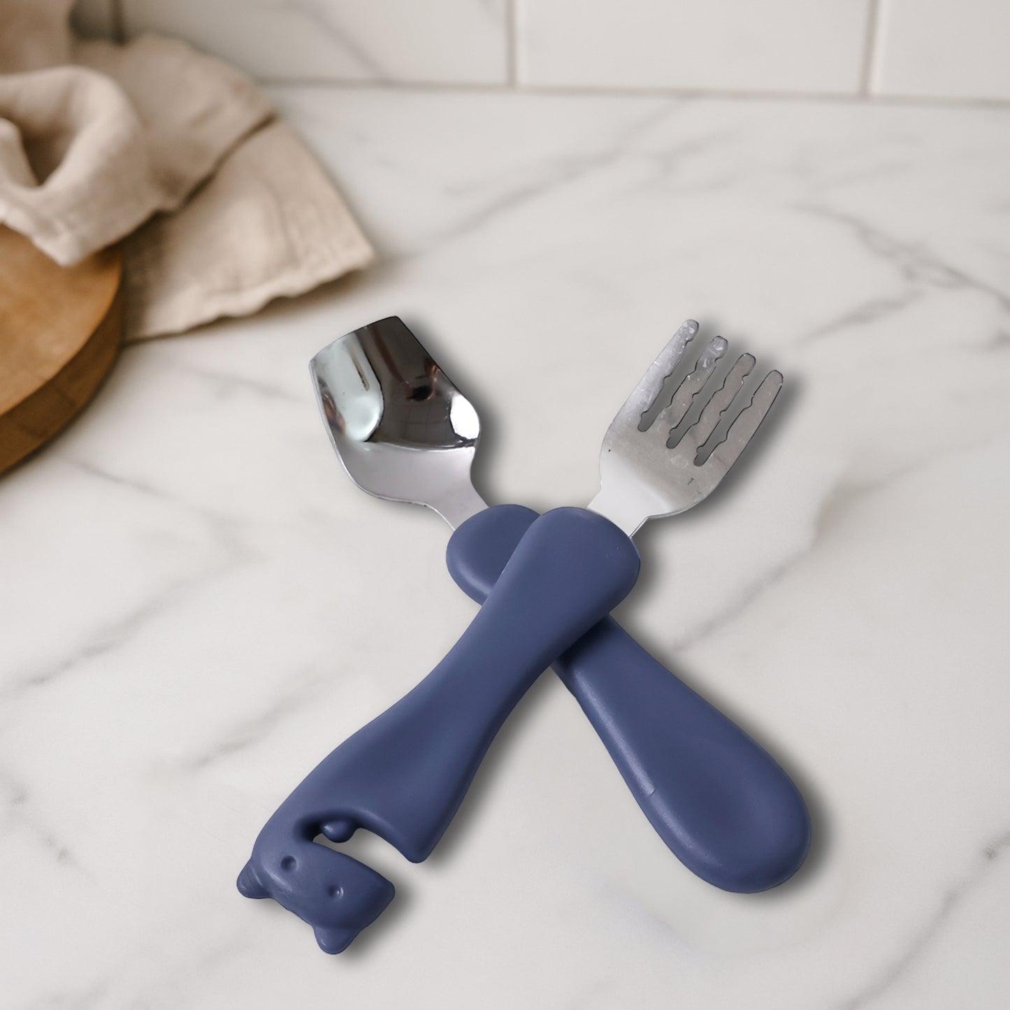 Supermom Foodie Stainless Steel Spoon  Fork (2 Pc Set) - Zidbik