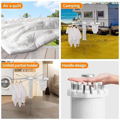 Foldable Rotary Clothes Drying Rack Stand (1 Pc) - Zidbik