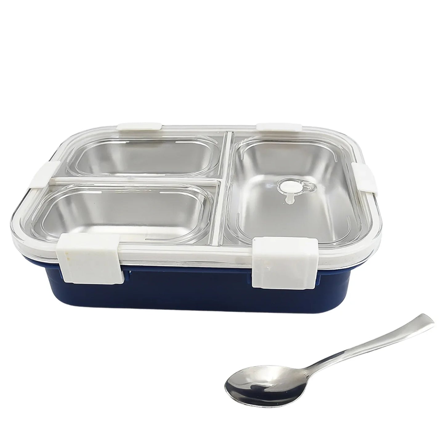5500 3 Compartment Transparent Stainless Steel Lunch Box For Kids Tiffin Box Lunch Box Lunch Box For Kids Insulated Lunch Box Lunch Box For Office Women And Men Stainless Steel Tiffin Box For Boys Girls School Office - Zidbik