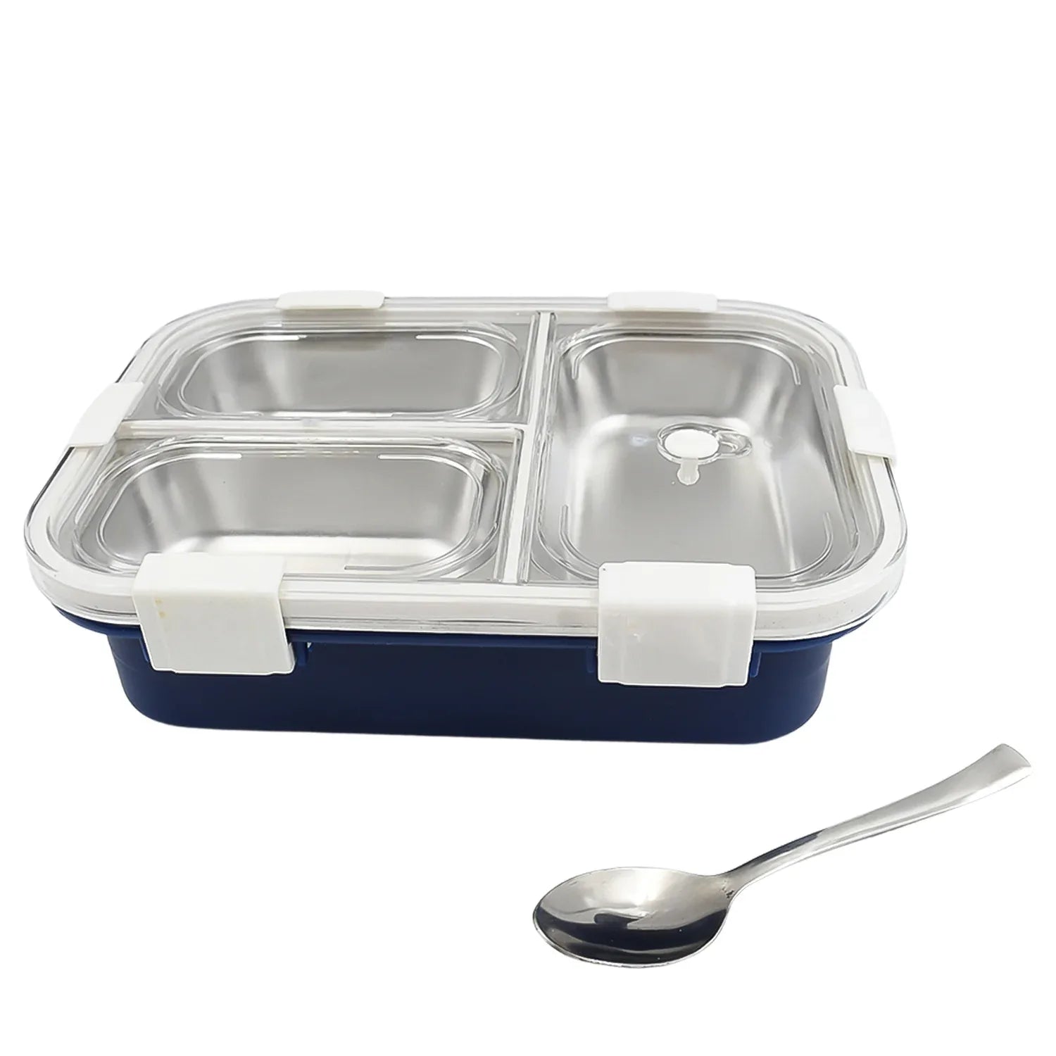 5500 3 Compartment Transparent Stainless Steel Lunch Box For Kids Tiffin Box Lunch Box Lunch Box For Kids Insulated Lunch Box Lunch Box For Office Women And Men Stainless Steel Tiffin Box For Boys Girls School Office - Zidbik